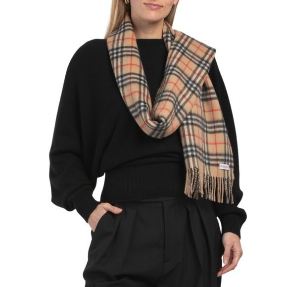 BURBERRY Beige Made In Scotland Cashmere Scarf - Picture 1 of 2